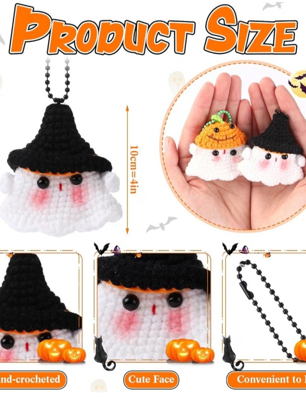 Crochet Ghost Keychain - Choice Of One - Picture 3 of 3
